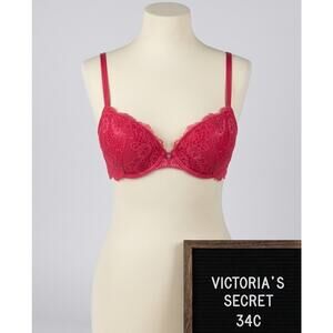 Victoria's Secret Bra Womens 34C Red Very Sexy Padded Demi VS